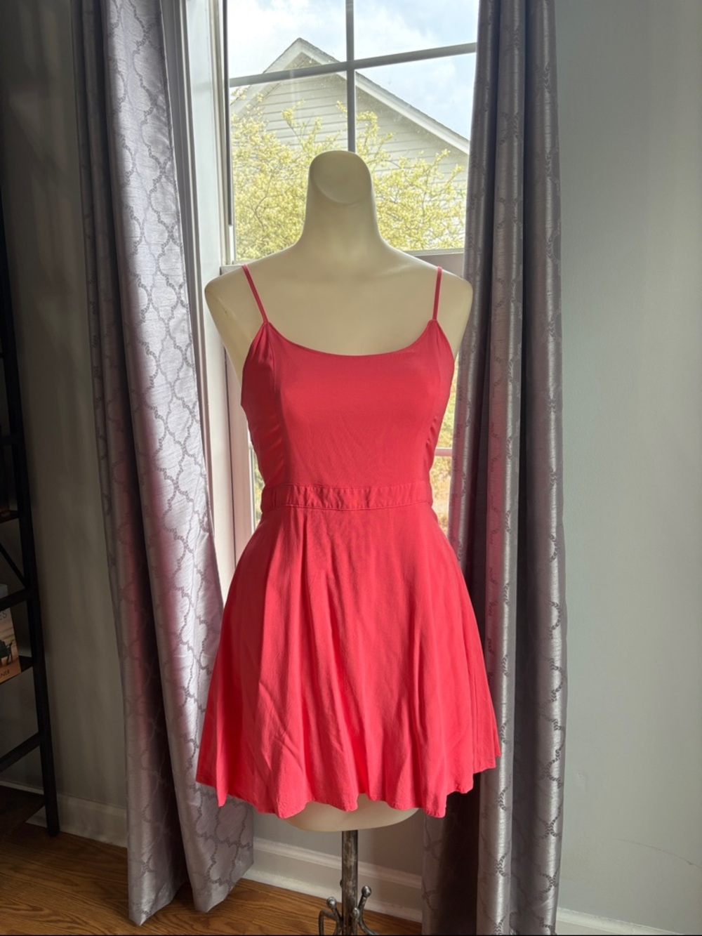 American Eagle Pink Mini Sun Dress Size Small Summer Fit and Flare Beach